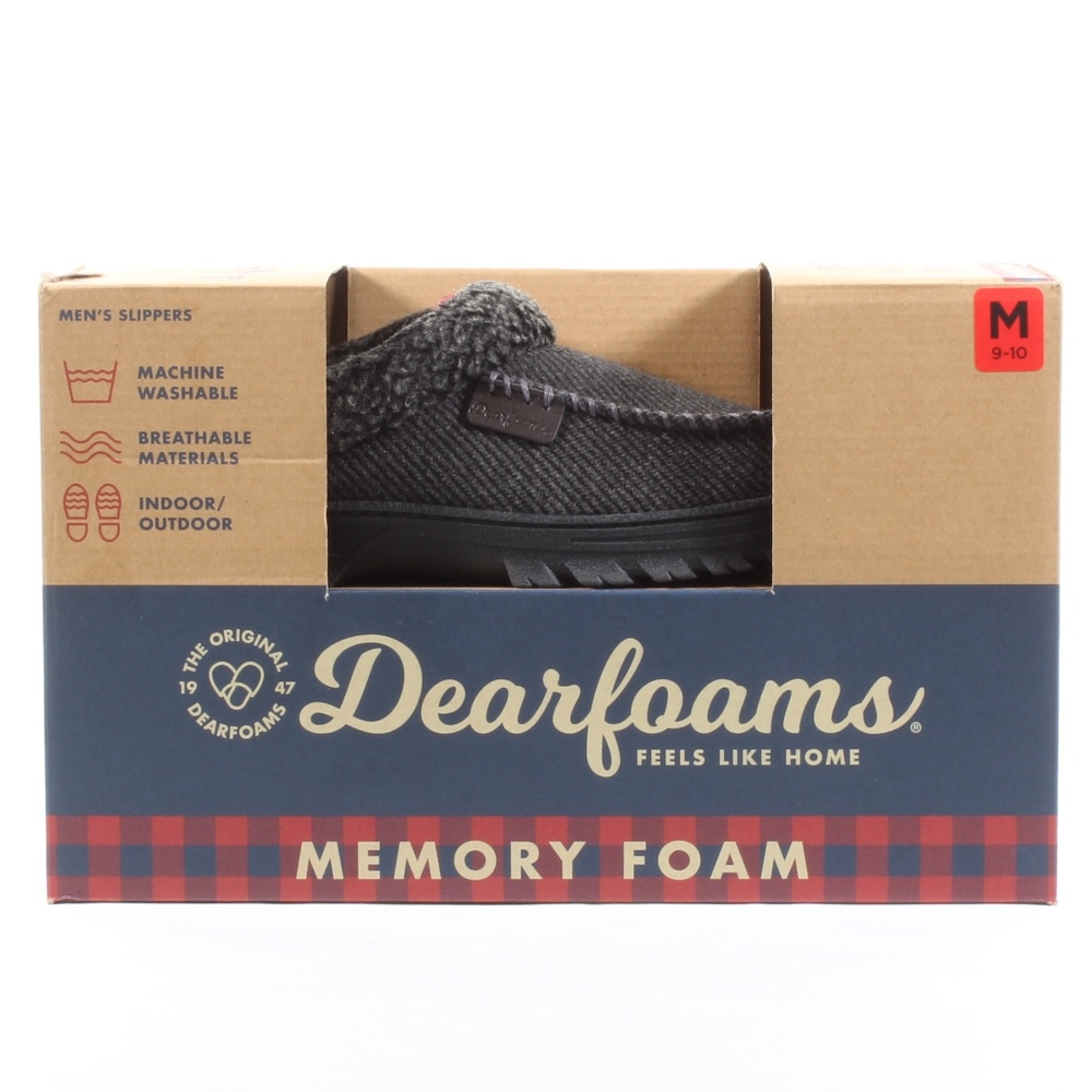 Dearfoams Mens Moccassin Clog Memory Foam Slippers - Picture 2 of 8